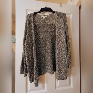 Women's Marled Black and White Open Cardigan